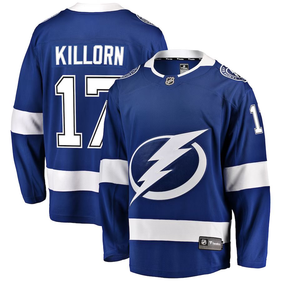 Men Tampa Bay Lightning 17 Alex Killorn Fanatics Branded Blue Home Breakaway Player NHL Jersey